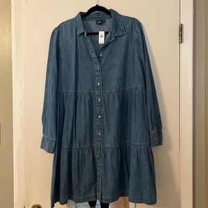 NWT Gap tiered denim shirt dress